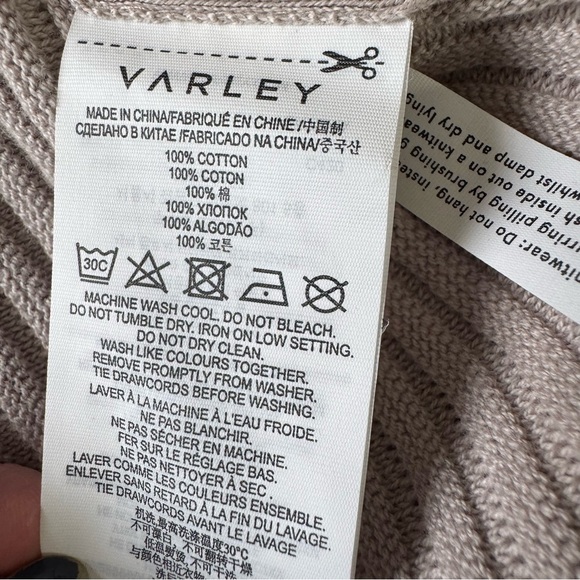 Varley Talbert Women’s Pullover Cotton Sweater Small Cobweb Gray Zipper Rib NEW - Picture 8 of 11